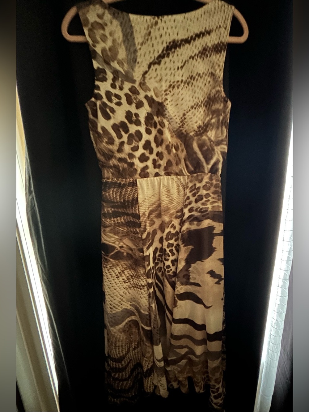 Dress Barn Brown and Cream Animal-Print Midi Dress